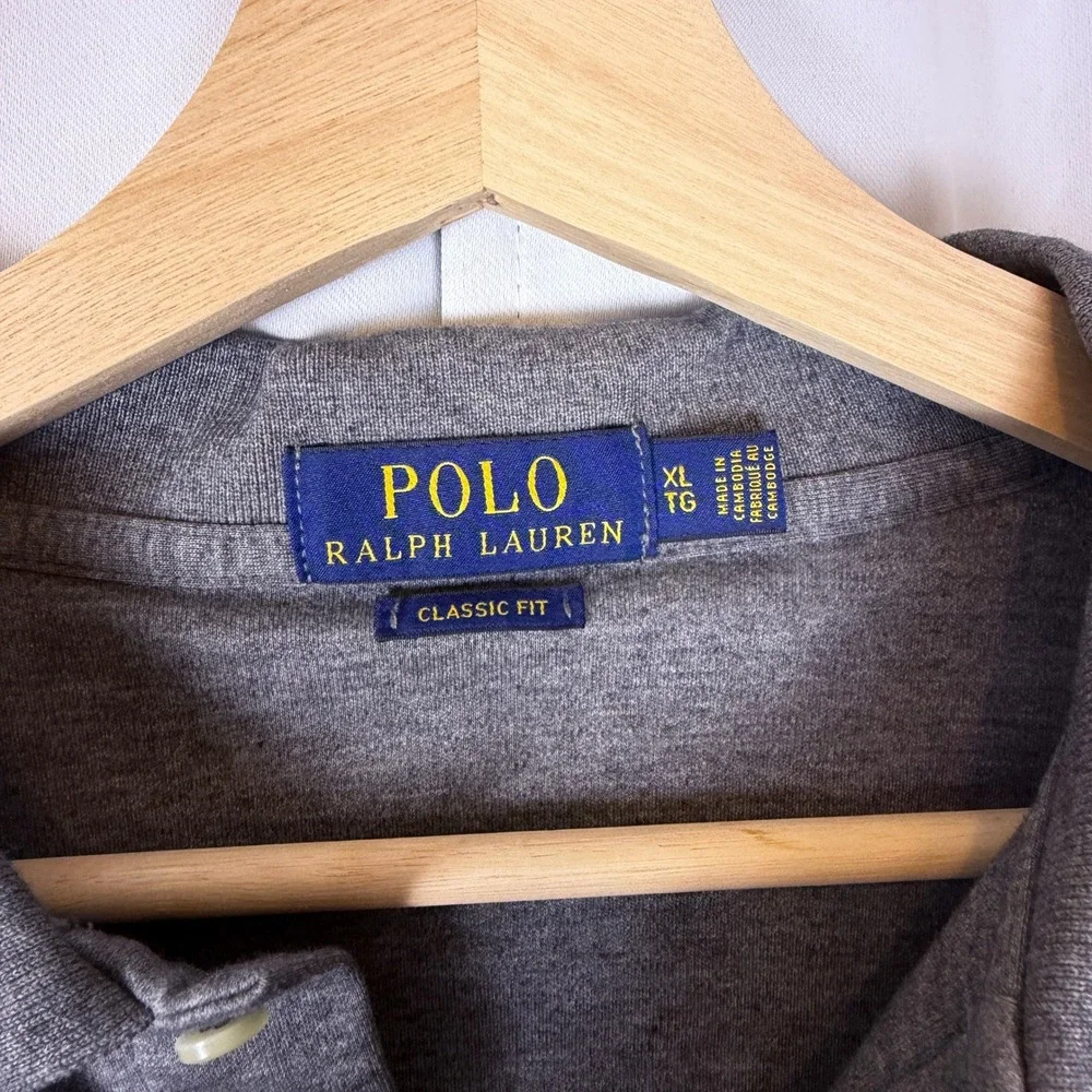 Polo Ralph Lauren XL Classic Fit Gray Heather Short Sleeve Jersey Polo Shirt